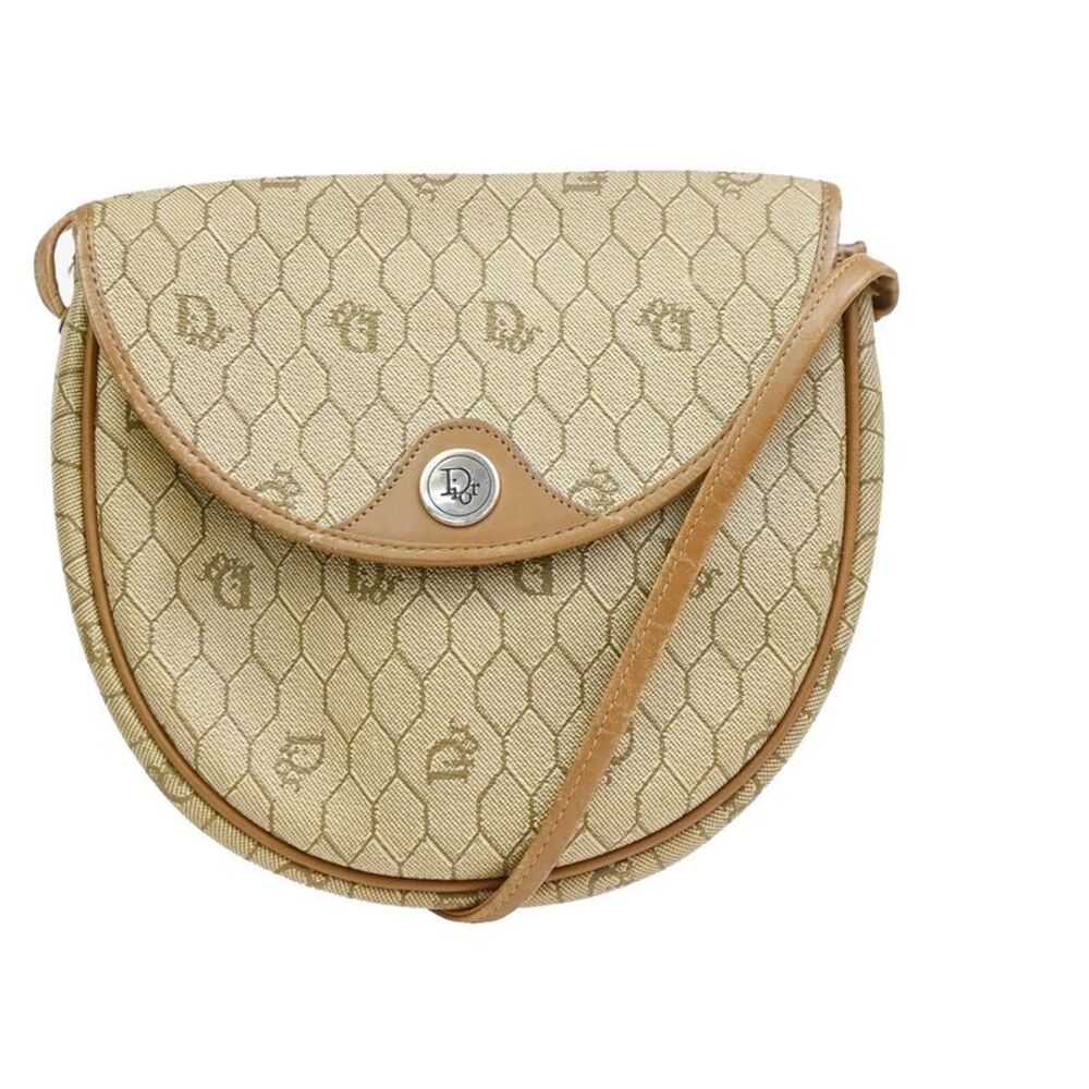 Christian Dior Vintage Honeycomb Canvas Beige Pvc Shoulder Bag Bag